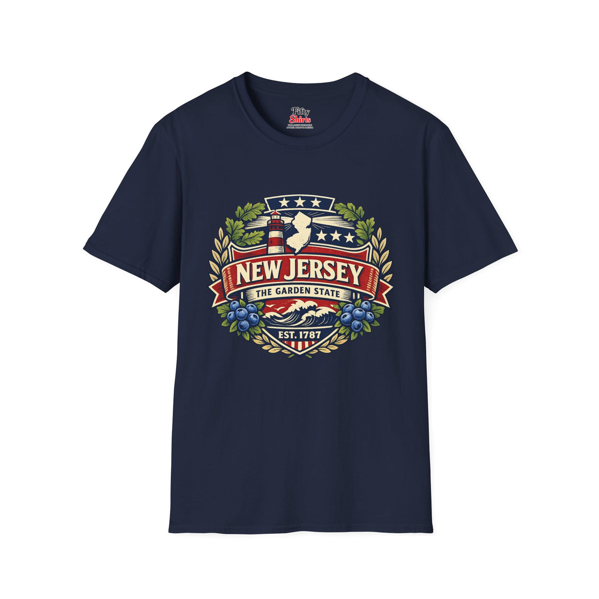 New Jersey Heritage Badge Unisex Softstyle T Shirt State Pride Graphic Tee Collections FS03