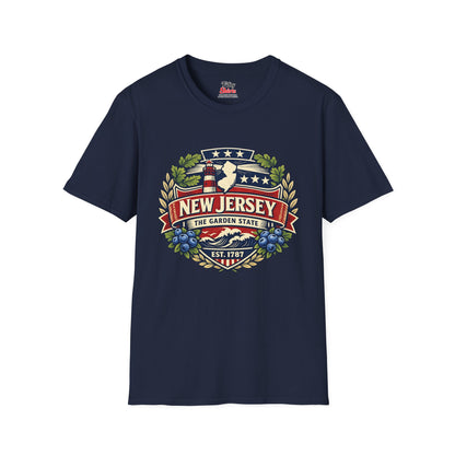 New Jersey Heritage Badge Unisex Softstyle T Shirt State Pride Graphic Tee Collections FS03