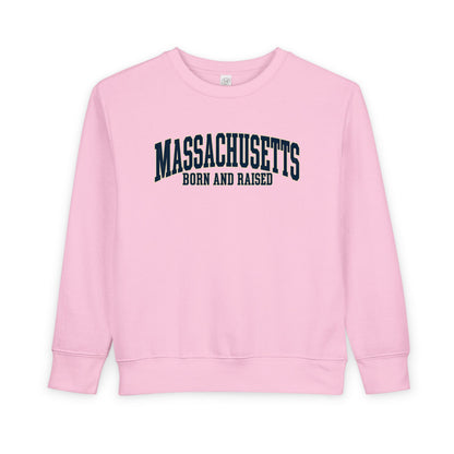 Massachusetts Born and Raised Classic Souvenir Style Unisex Toddler Sweatshirt