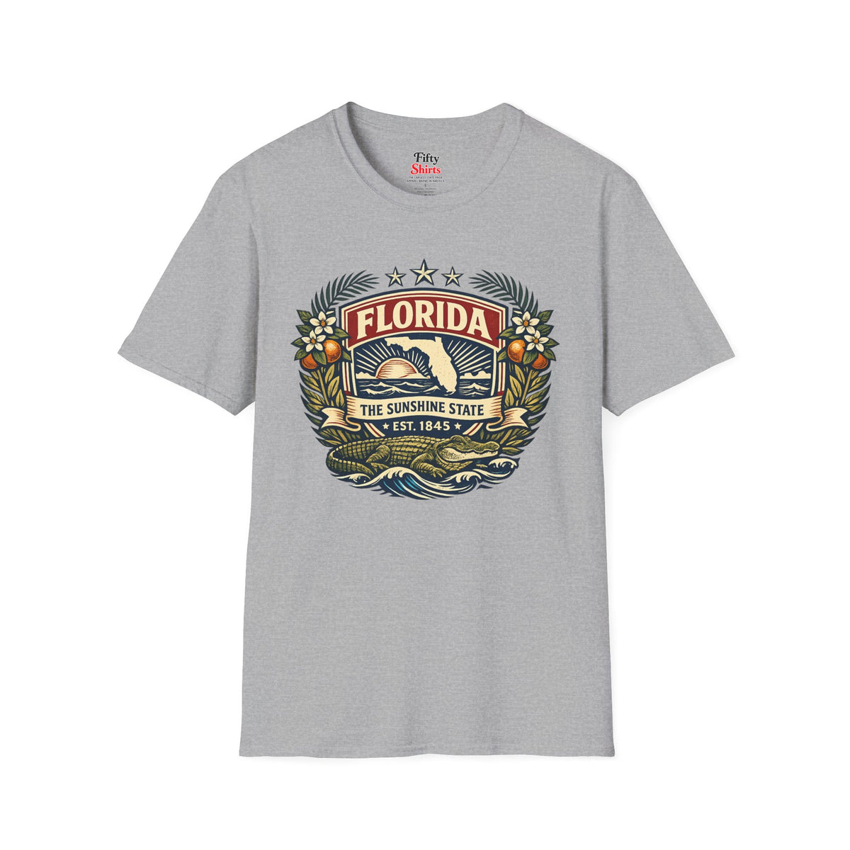 Florida Heritage Badge Unisex Softstyle T Shirt State Pride Graphic Tee Collections FS03