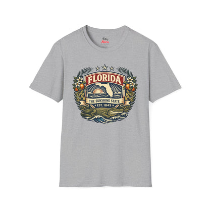 Florida Heritage Badge Unisex Softstyle T Shirt State Pride Graphic Tee Collections FS03