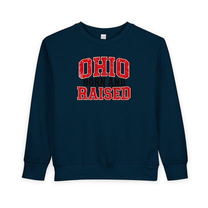 Ohio Born and Raised Vintage Collegiate Unisex Toddler Sweatshirt