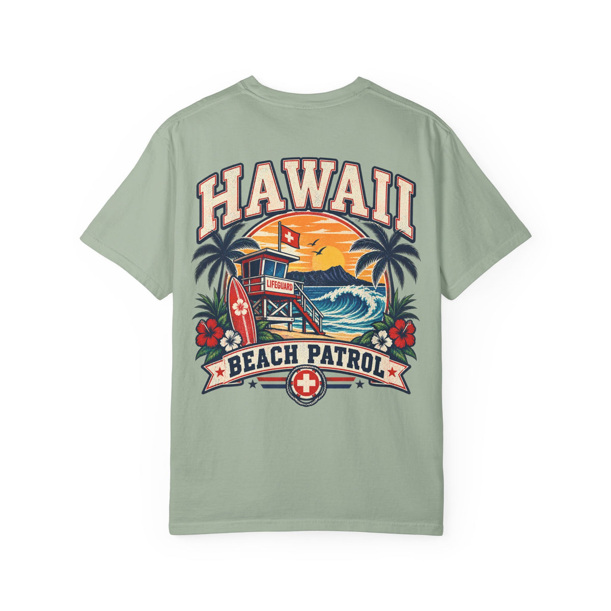 Hawaii Beach Patrol Unisex Comfort Color 1717 Streetwear Graphic Tee