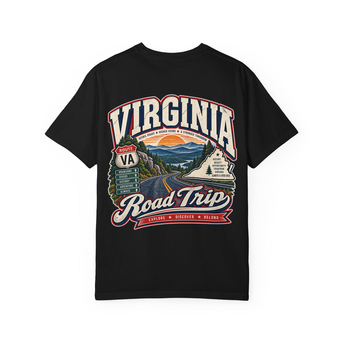 Virginia Road Trip Unisex Comfort Color 1717 Streetwear Graphic Tee