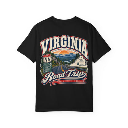 Virginia Road Trip Unisex Comfort Color 1717 Streetwear Graphic Tee
