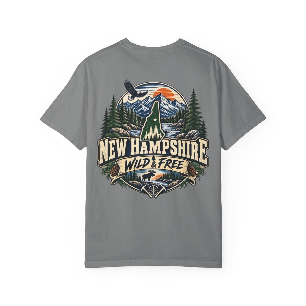 New Hampshire Wild & Free Unisex Comfort Color 1717 Streetwear Graphic Tee