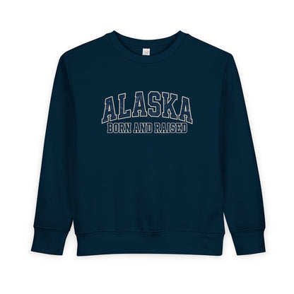 Alaska Born and Raised Classic Collegiate Unisex Toddler Sweatshirt