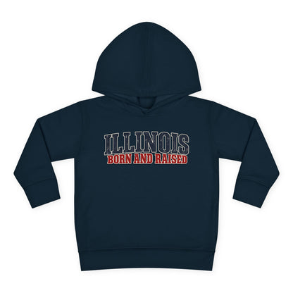 Illinois Born and Raised Midwest Americana Unisex Toddler Pullover Fleece Hoodie
