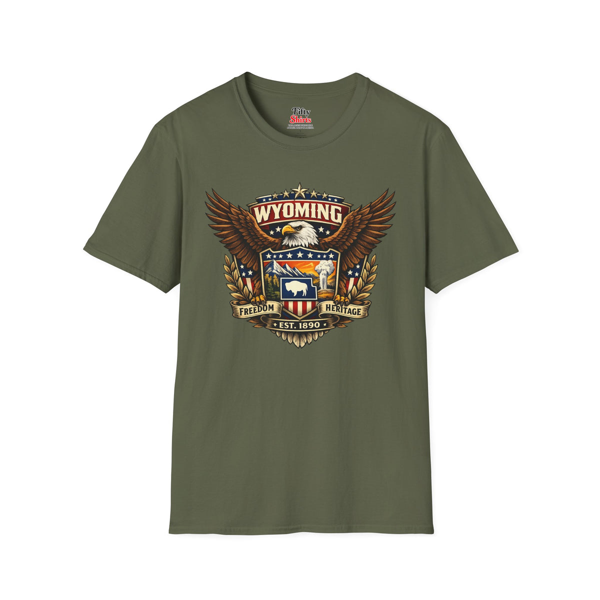 Wyoming Americana Eagle Unisex Softstyle T Shirt State Pride Graphic Tee Collections FS03