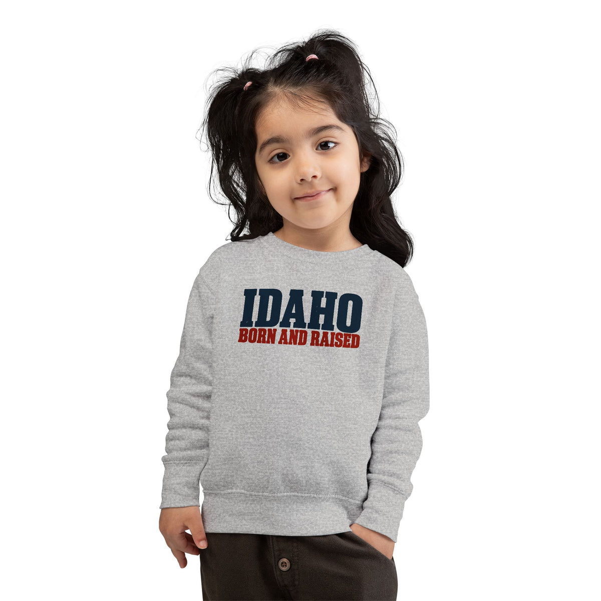 Idaho Born and Raised Rustic Americana Unisex Toddler Sweatshirt