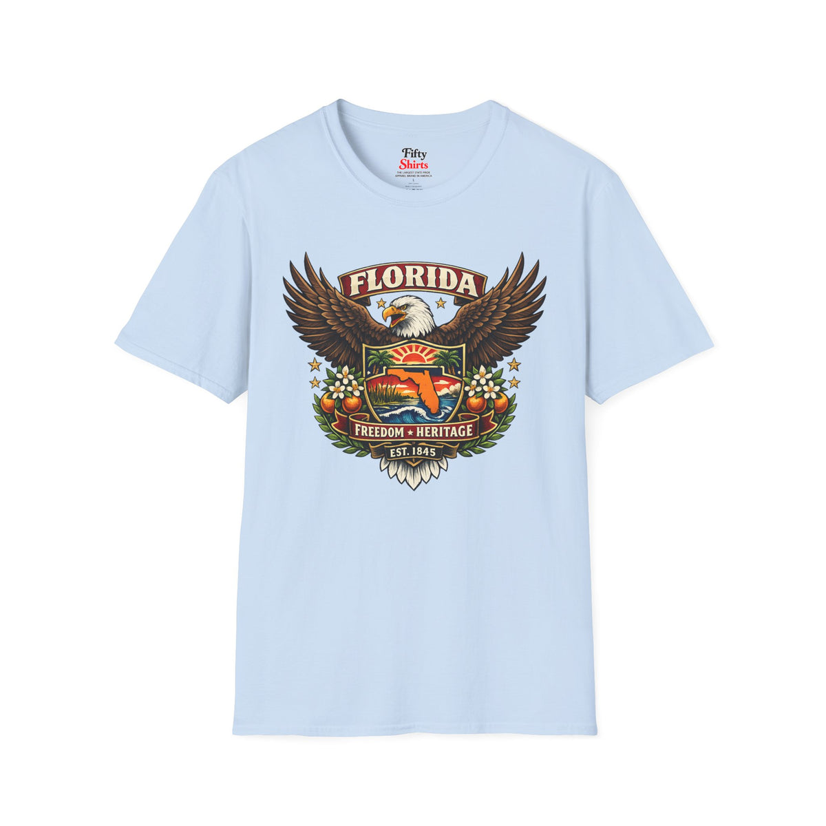 Florida Americana Eagle Unisex Softstyle T Shirt State Pride Graphic Tee Collections FS03