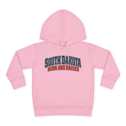 South Dakota Born and Raised Classic Collegiate Unisex Toddler Pullover Fleece Hoodie