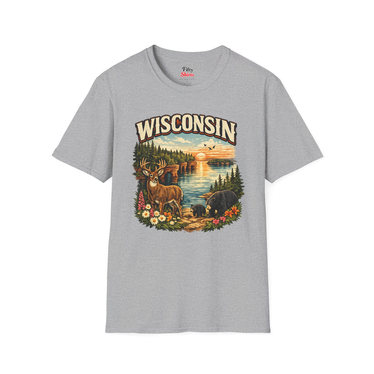 Wisconsin Wildlife Unisex Softstyle T Shirt State Pride Graphic Tee Collections FS03