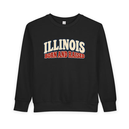 Illinois Born and Raised Retro 1970s Unisex Toddler Sweatshirt