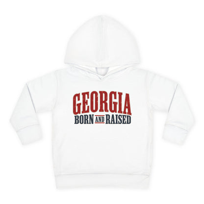Georgia Born and Raised Southern Heritage Unisex Toddler Pullover Fleece Hoodie