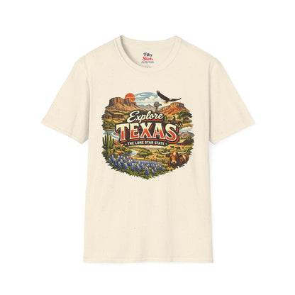 Explore Texas Unisex Softstyle T Shirt State Pride Graphic Tee Collections FS03