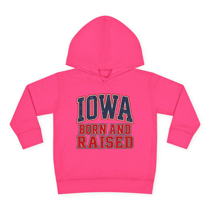 Iowa Born and Raised Vintage Collegiate Unisex Toddler Pullover Fleece Hoodie