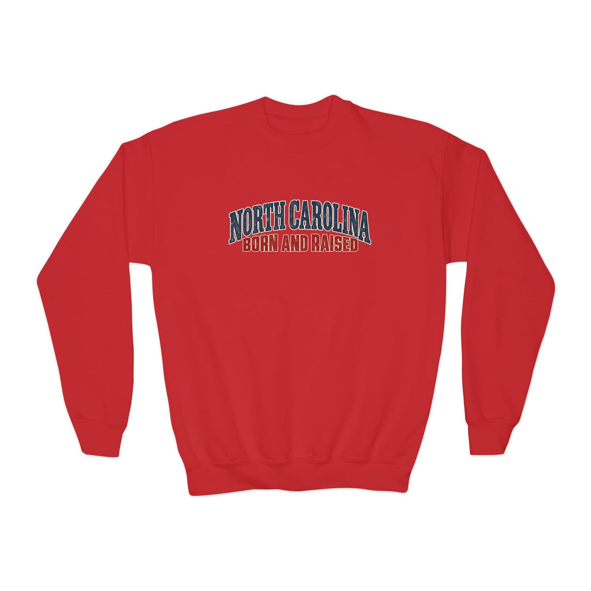 North Carolina Born and Raised Classic Souvenir Unisex Youth Crewneck Sweatshirt Graphic
