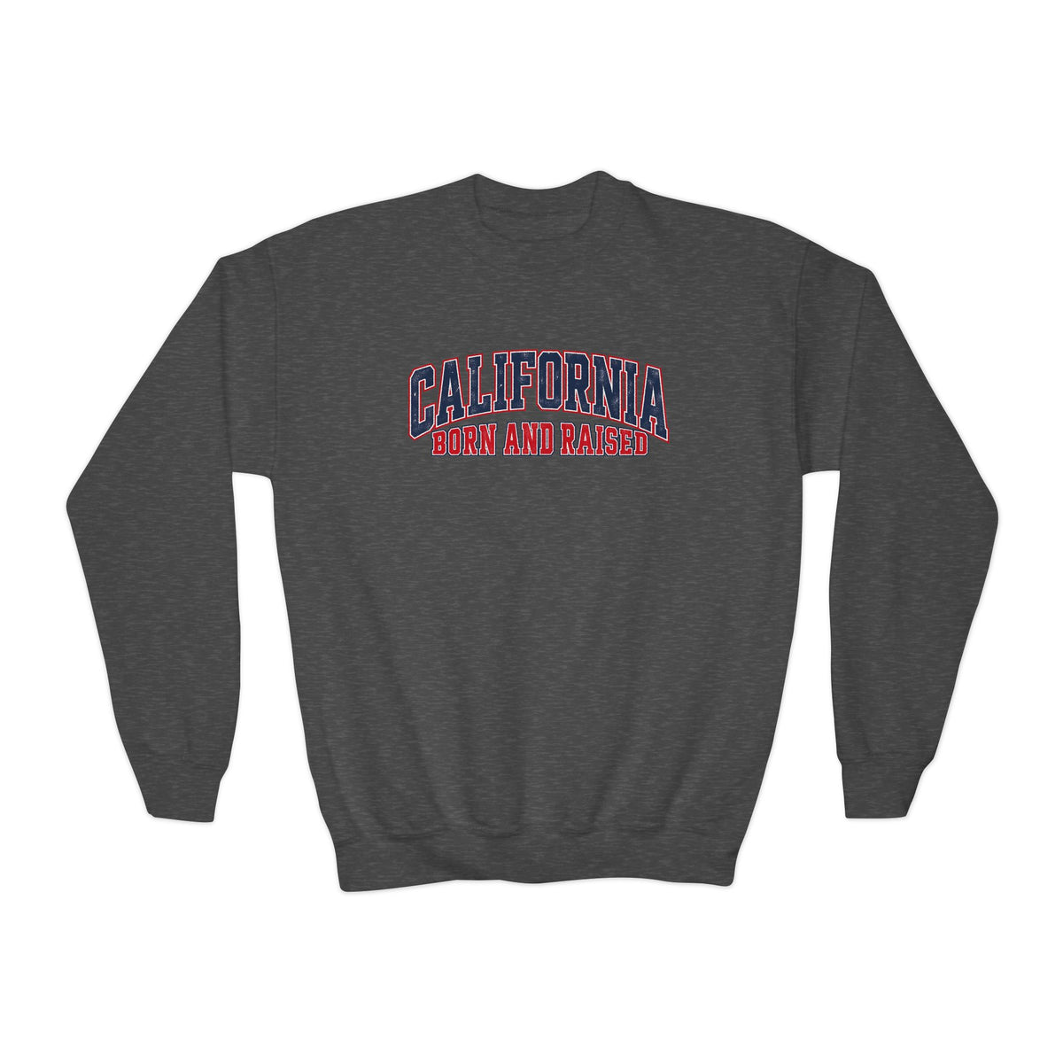 California Born and Raised Vintage Athletic Heritage Unisex Youth Crewneck  Sweatshirt Graphic