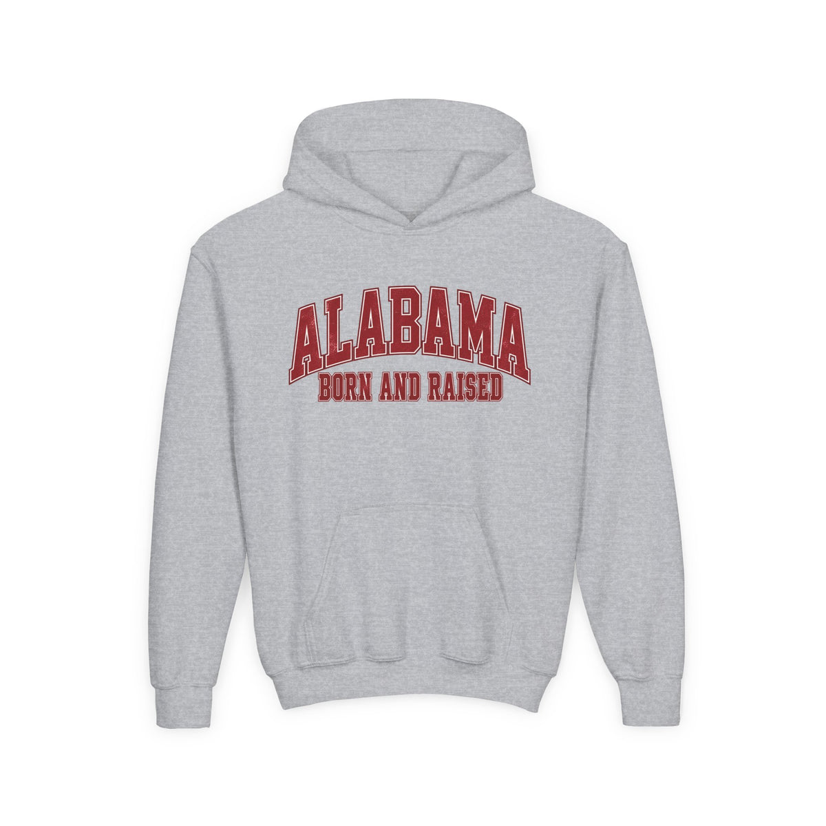 Alabama Born and Raised Collegiate Classic Unisex Youth Heavy Blend Hooded Sweatshirt Graphic