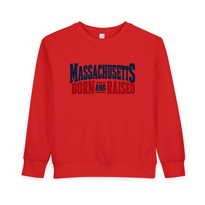 Massachusetts Born and Raised Bold Americana Unisex Toddler Sweatshirt