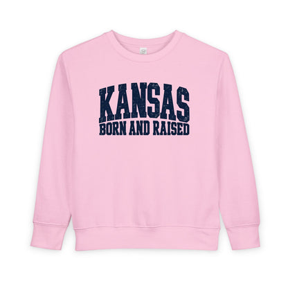 Kansas Born and Raised Bold Athletic Unisex Toddler Sweatshirt