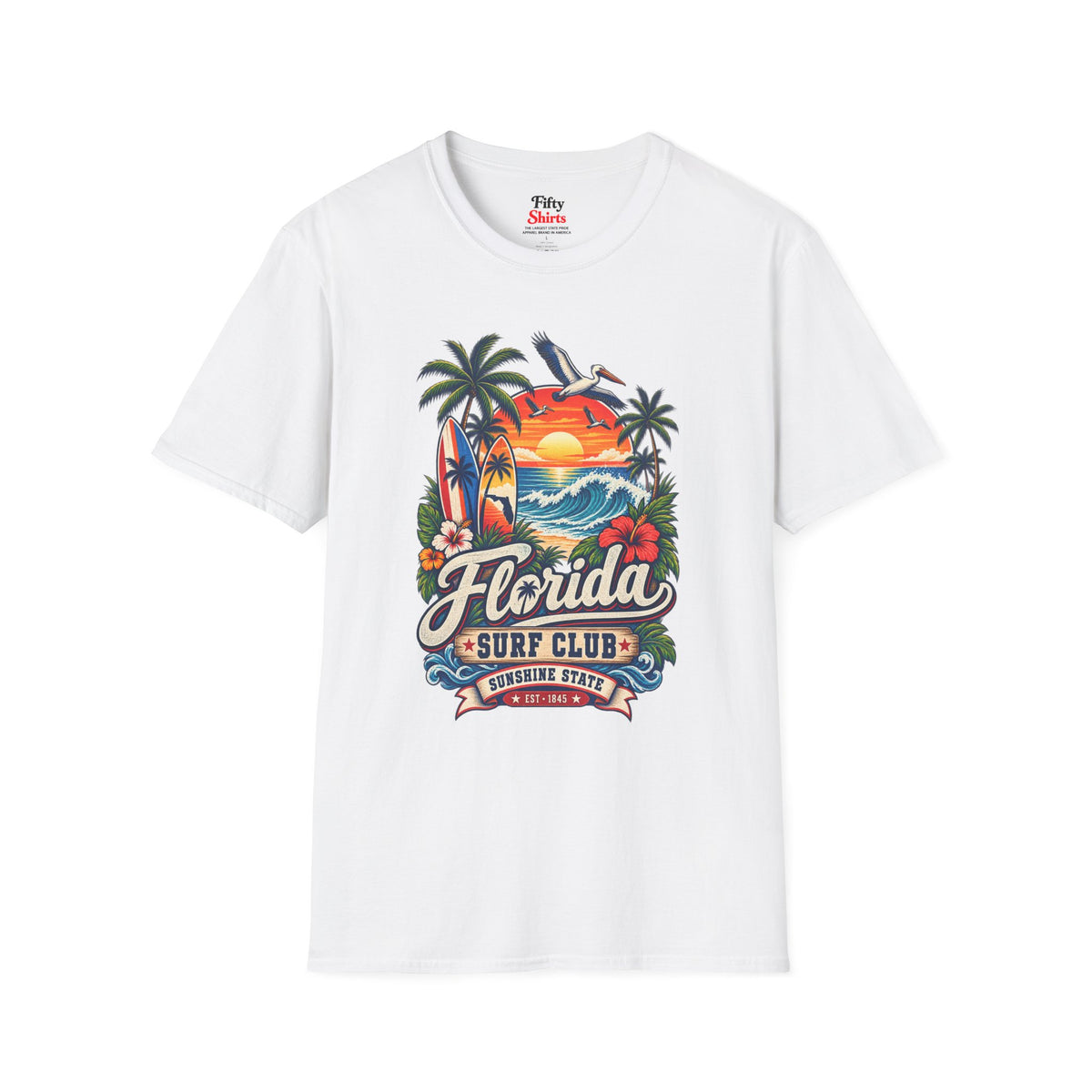 Florida Surf Club Unisex Softstyle T Shirt State Pride Graphic Tee Collections FS03