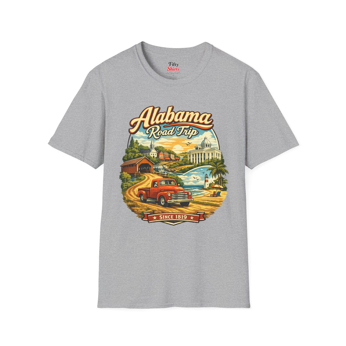 Alabama Road Trip Unisex Softstyle T Shirt State Pride Graphic Tee Collections FS03