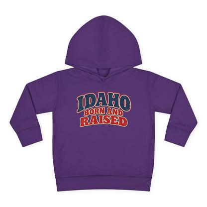 Idaho Born and Raised Retro 1970s Unisex Toddler Pullover Fleece Hoodie