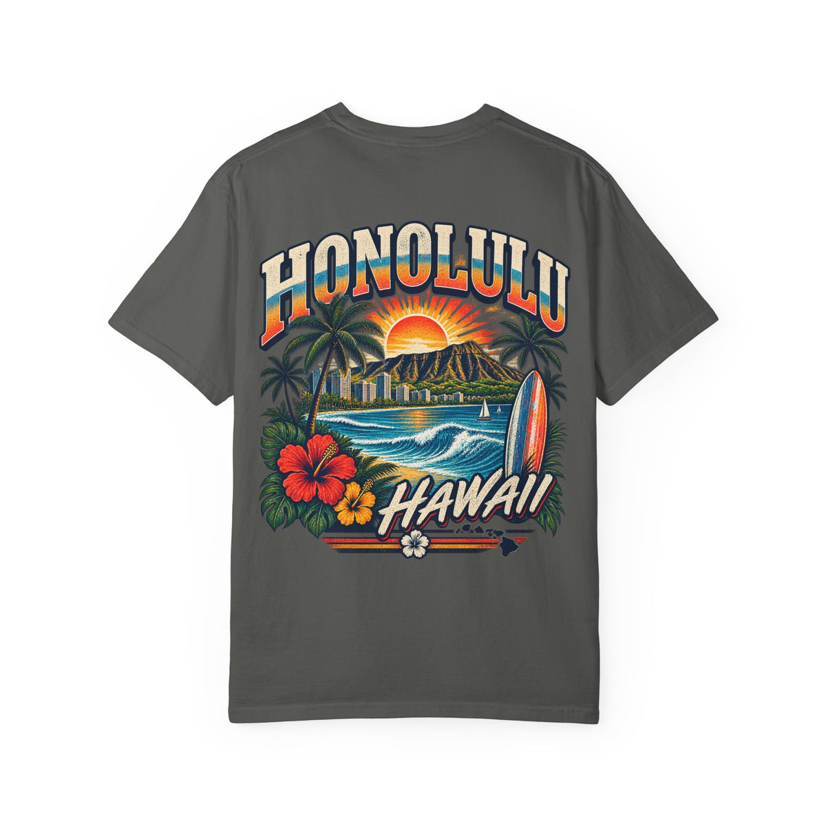 Honolulu Hawaii Unisex Comfort Color 1717 Streetwear Graphic Tee