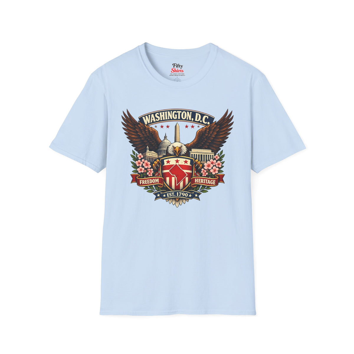Washington D.C. Americana Eagle Unisex Softstyle T Shirt State Pride Graphic Tee Collections FS03