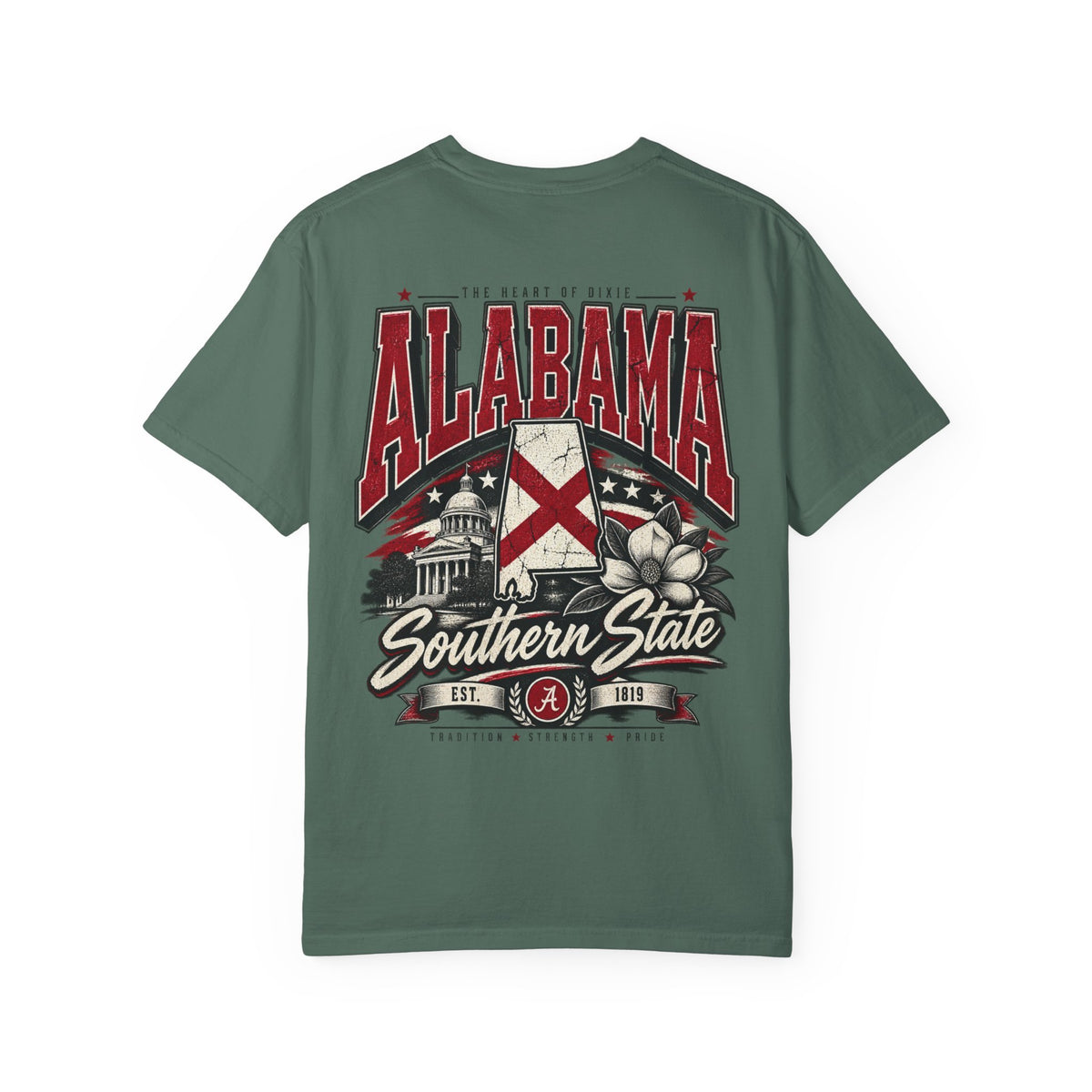 Alabama State Lettering Unisex Comfort Color 1717 Streetwear Graphic Tee