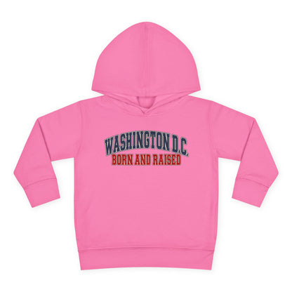 Washington DC Born and Raised Classic Collegiate Unisex Toddler Pullover Fleece Hoodie