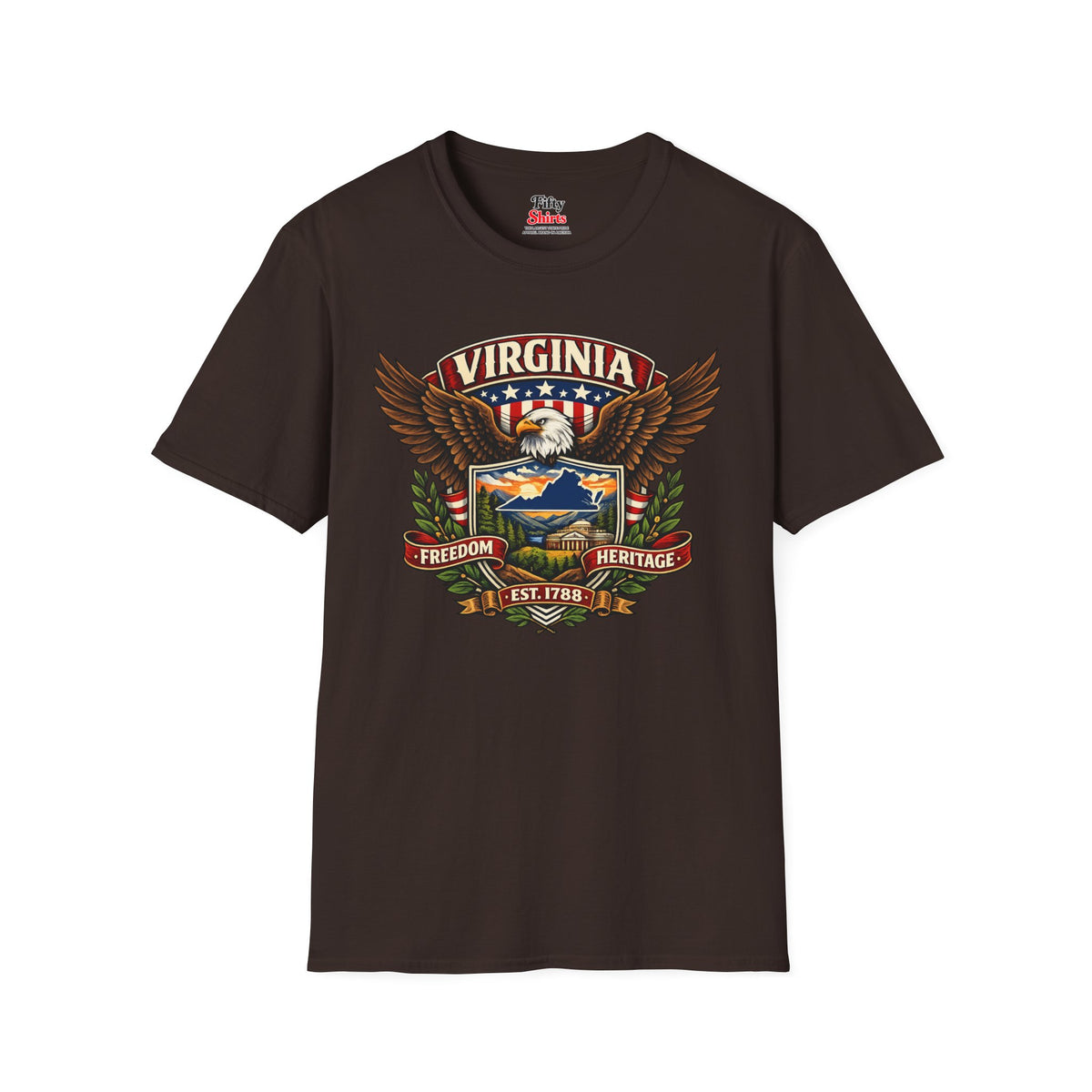 Virginia Americana Eagle Unisex Softstyle T Shirt State Pride Graphic Tee Collections FS03