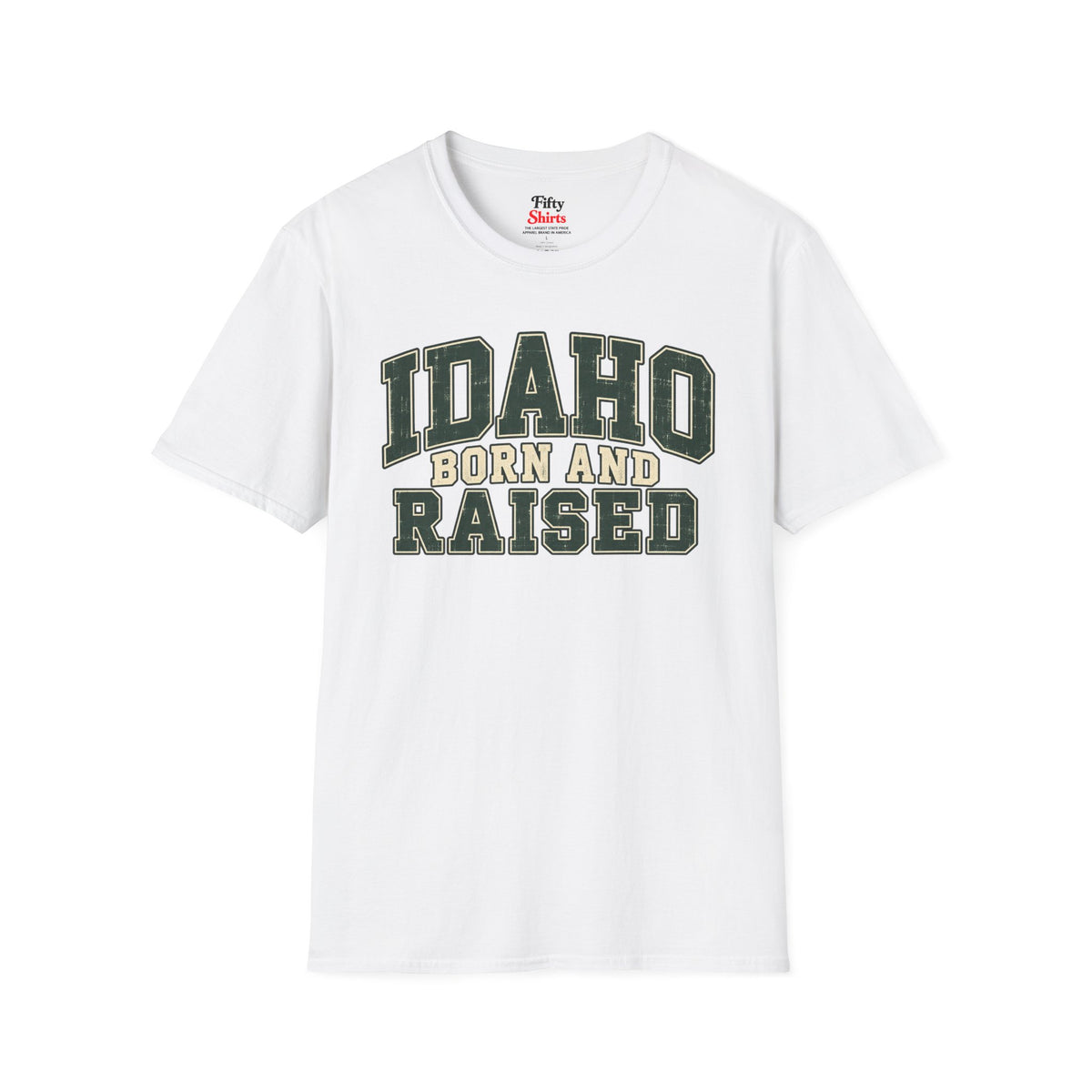 Idaho Born and Raised Unisex Softstyle T Shirt State Name Graphic Tee