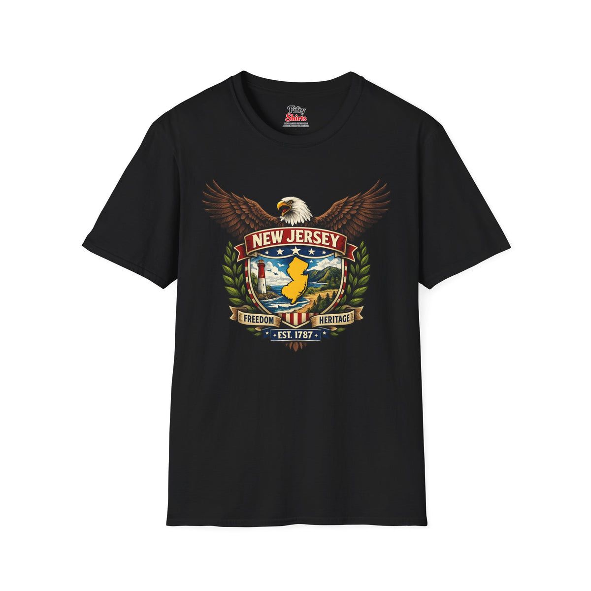New Jersey Americana Eagle Unisex Softstyle T Shirt State Pride Graphic Tee Collections FS03