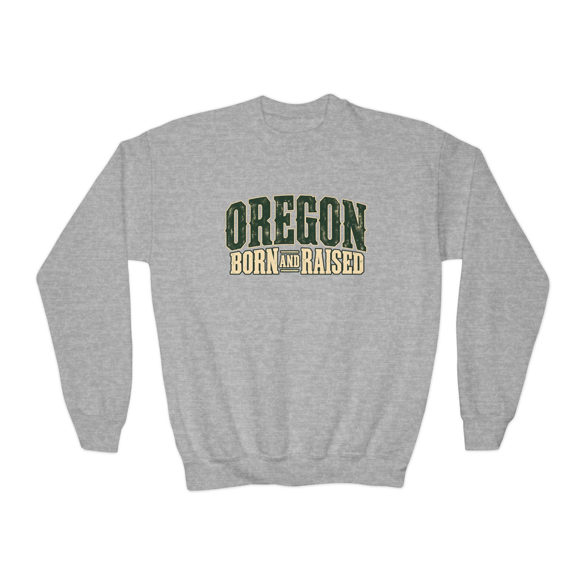 Oregon Born and Raised Vintage PNW Heritage Unisex Youth Crewneck Sweatshirt Graphic