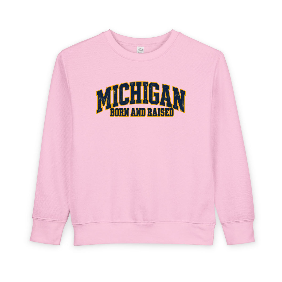 Michigan Born and Raised Bold Retro Unisex Toddler Sweatshirt
