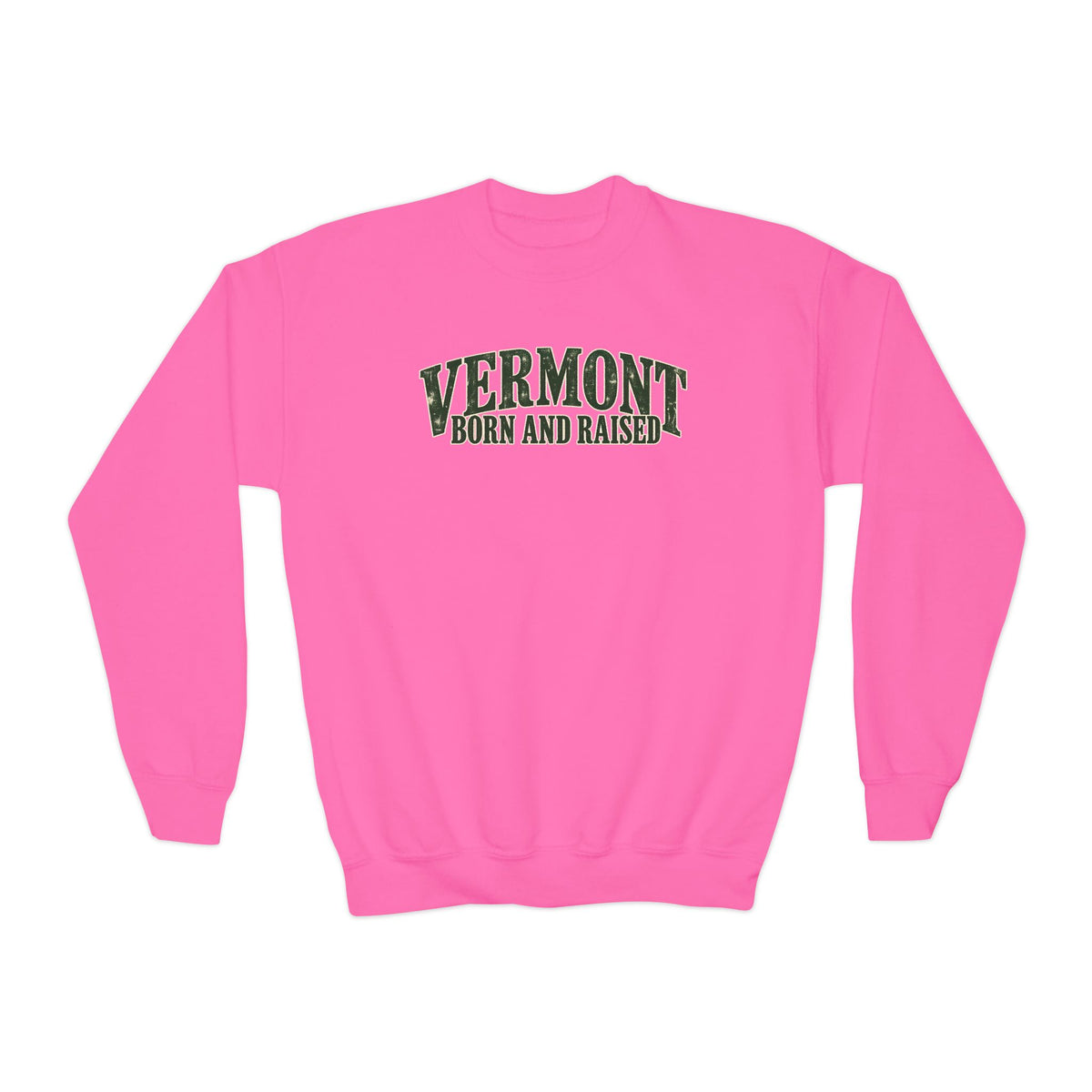 Vermont Born and Raised New England Heritage Unisex Youth Crewneck Sweatshirt