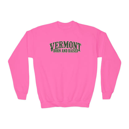 Vermont Born and Raised New England Heritage Unisex Youth Crewneck Sweatshirt