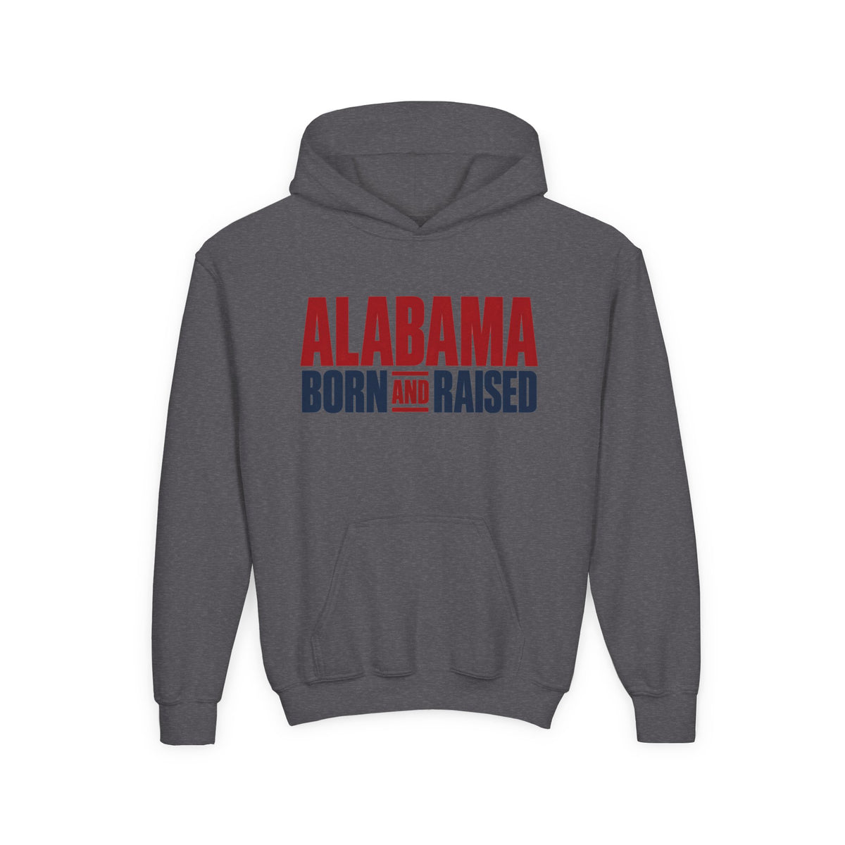 Alabama Born and Raised Minimal Heritage Unisex Youth Heavy Blend Hooded Sweatshirt Graphic