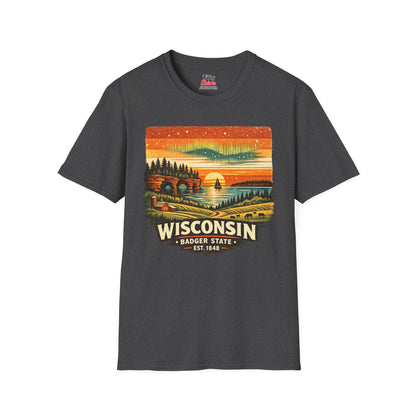 Wisconsin Lakeside Sunset Unisex Softstyle T Shirt State Pride Graphic Tee Collections FS03