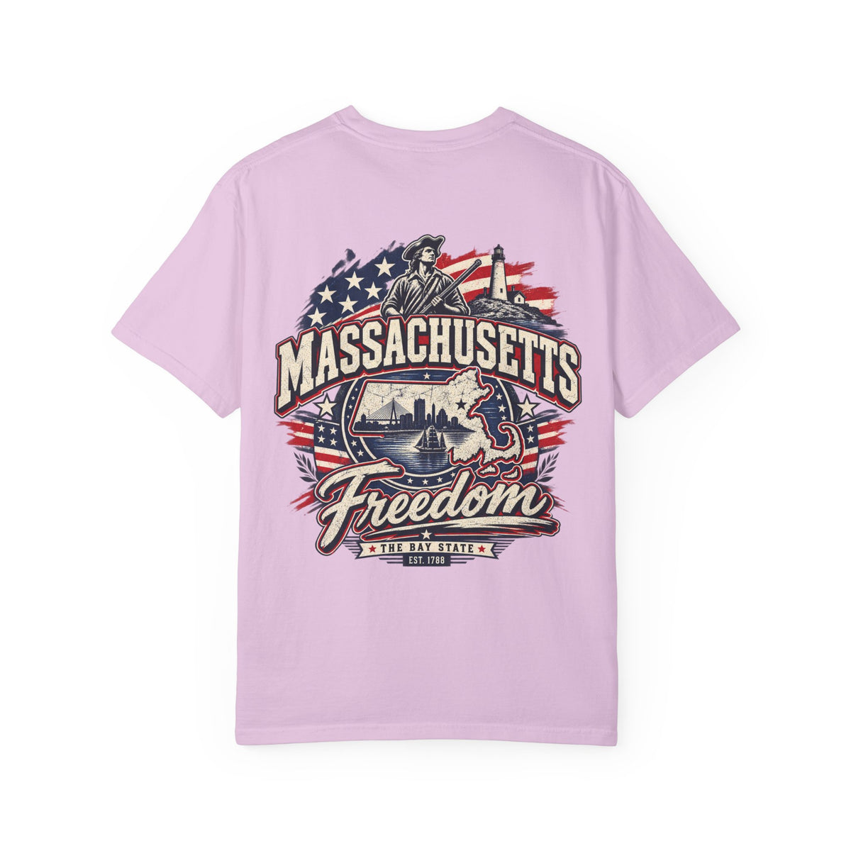 Massachusetts Freedom Unisex Comfort Color 1717 Streetwear Graphic Tee