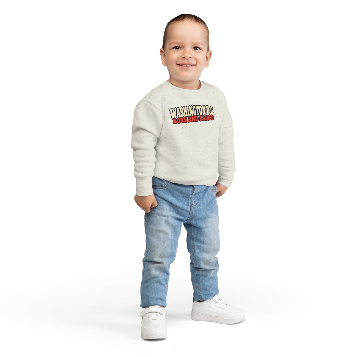 Washington DC Born and Raised Retro 1970s Unisex Toddler Sweatshirt