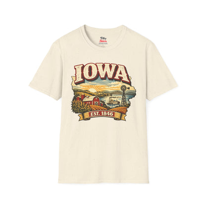 Vintage Iowa Heritage Unisex Softstyle T Shirt State Pride Graphic Tee Collections FS03
