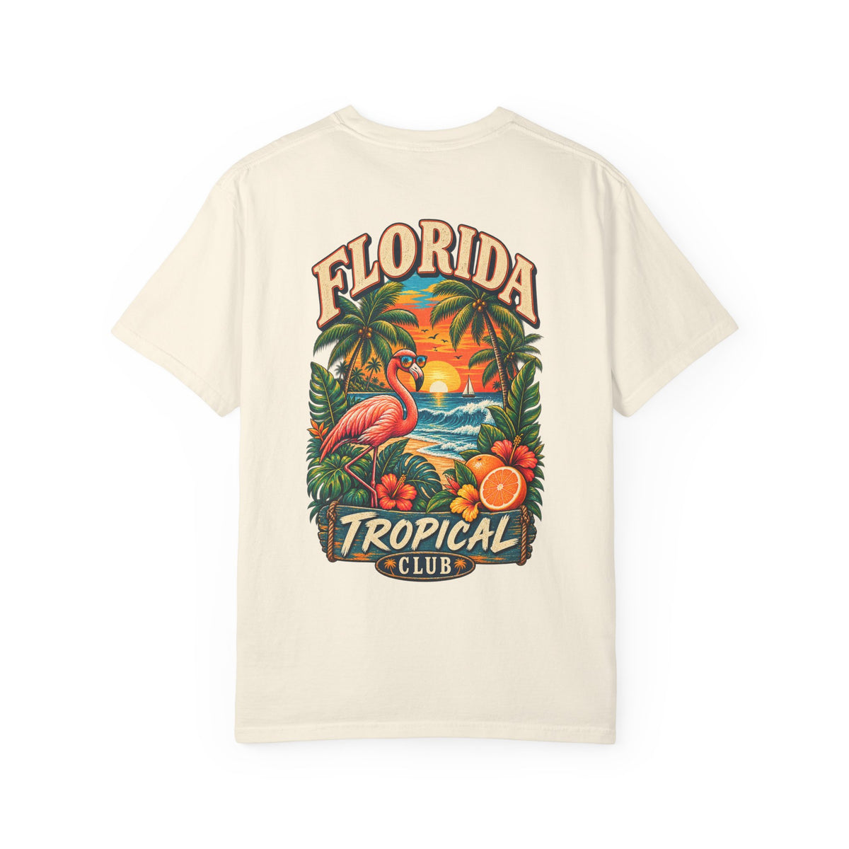 Florida Tropical Club  Unisex Comfort Color 1717 Streetwear Graphic Tee