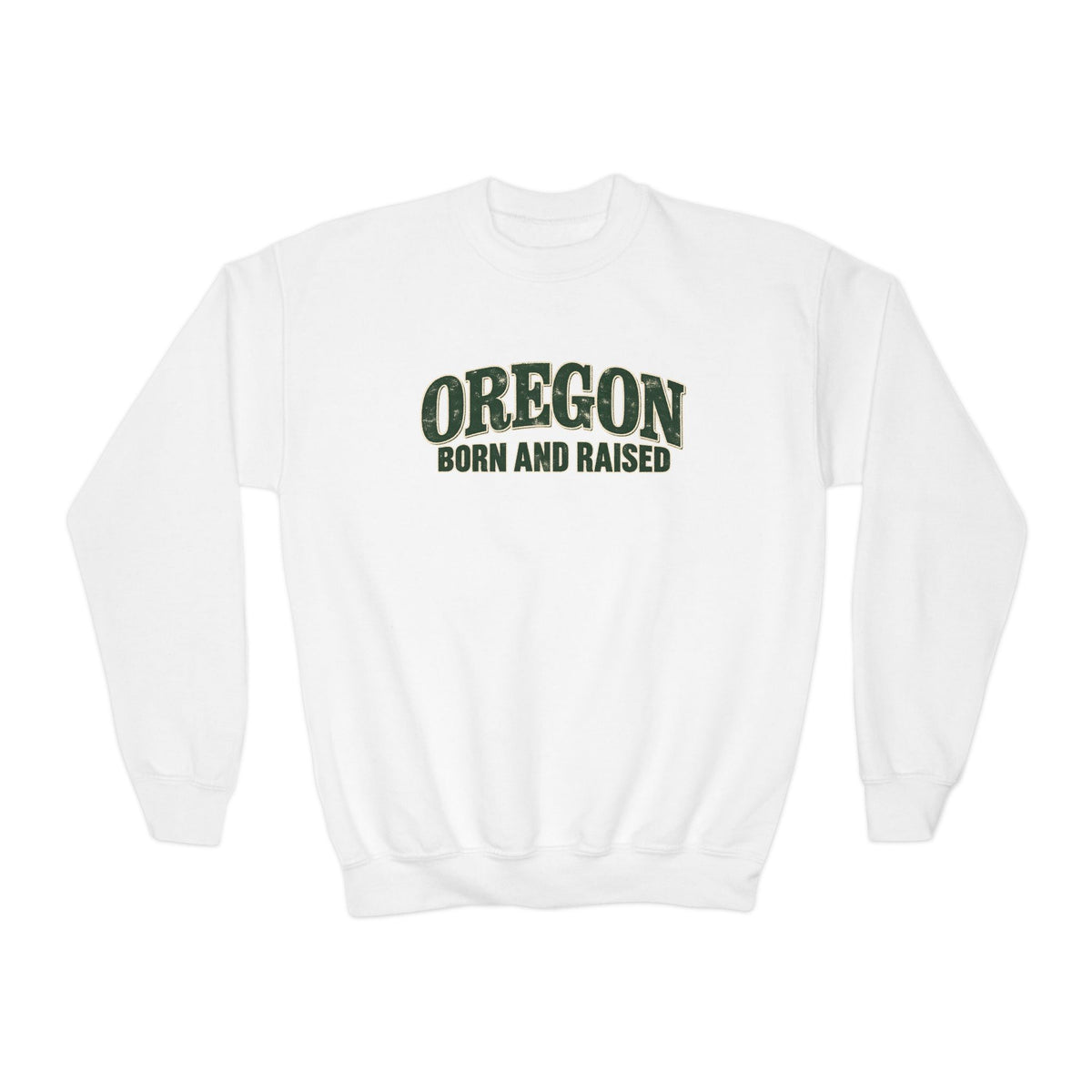 Oregon Born and Raised Classic Souvenir Unisex Youth Crewneck Sweatshirt Graphic