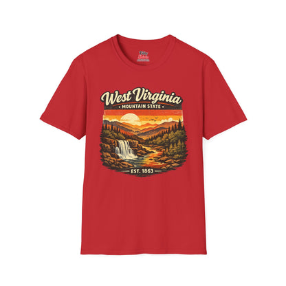 West Virginia Mountain Sunset Unisex Softstyle T Shirt State Pride Graphic Tee Collections FS03