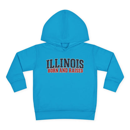 Illinois Born and Raised Midwest Americana Unisex Toddler Pullover Fleece Hoodie