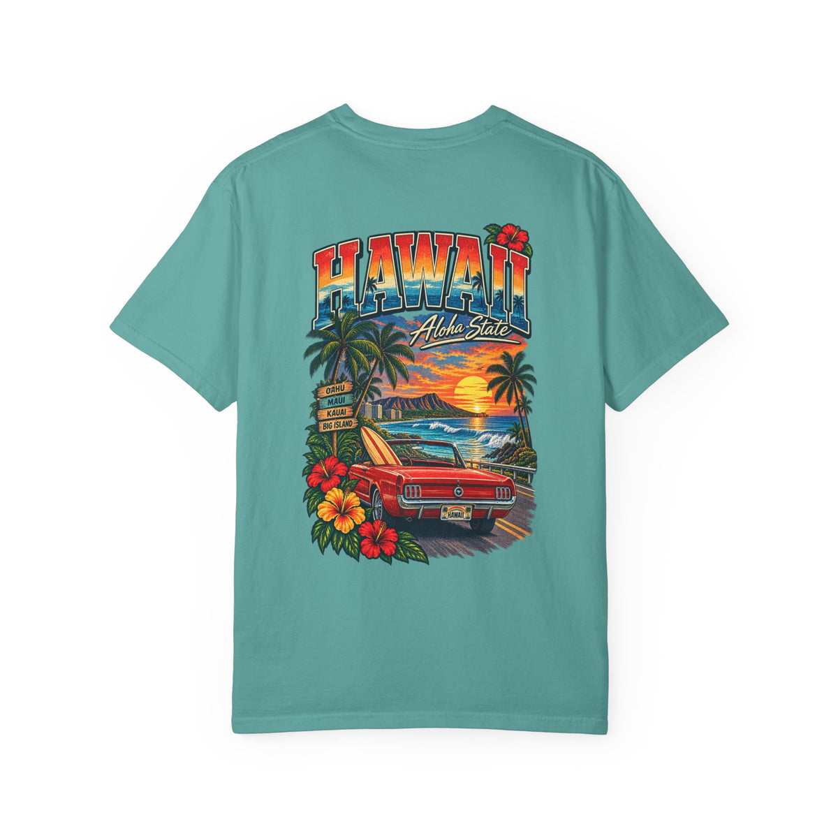 Hawaii Sunset Drive Unisex Comfort Color 1717 Streetwear Graphic Tee